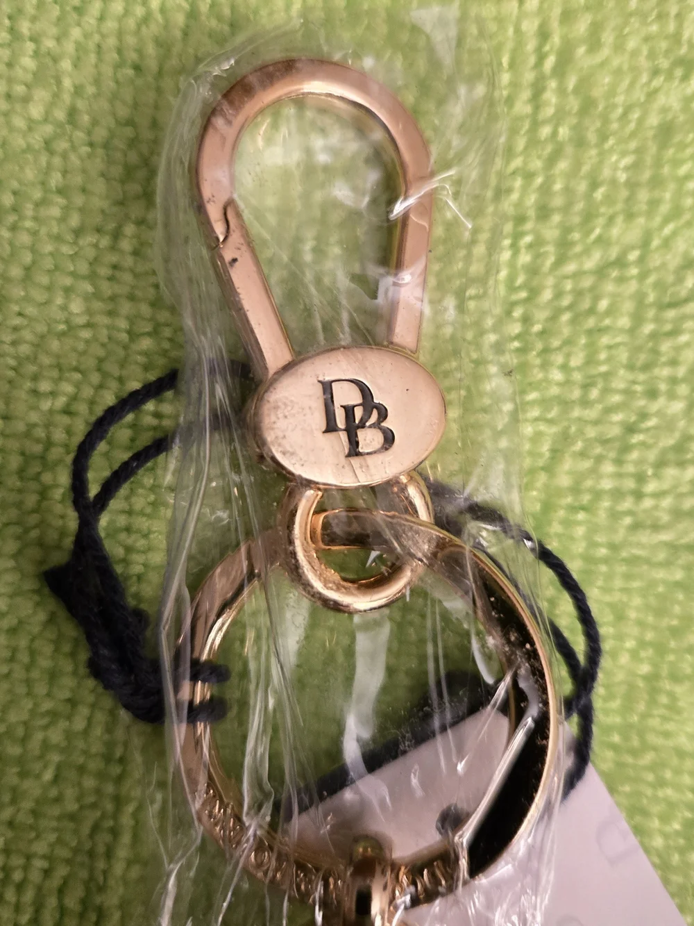 Dooney & Bourke Gold Logo Turnlock Valet Keychain Charm NWT